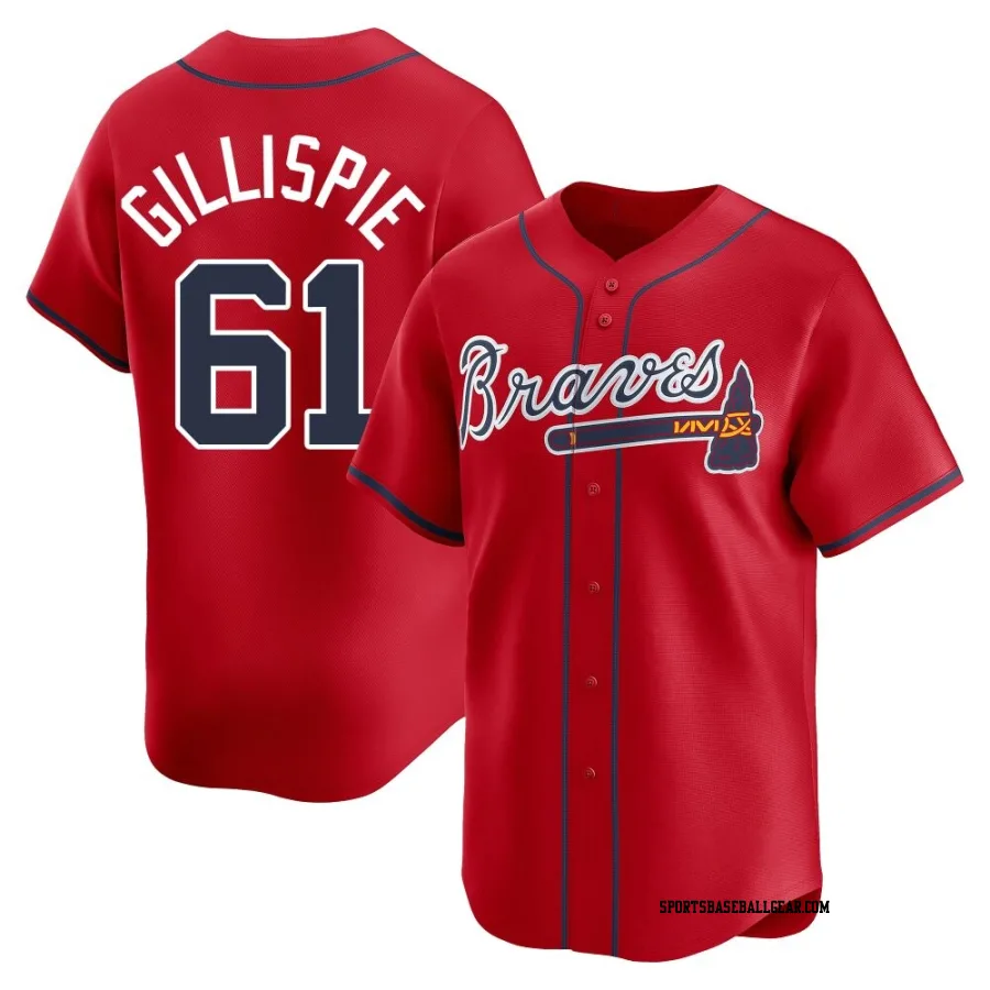 Connor Gillispie Men's Atlanta Braves Red Limited Alternate Jersey