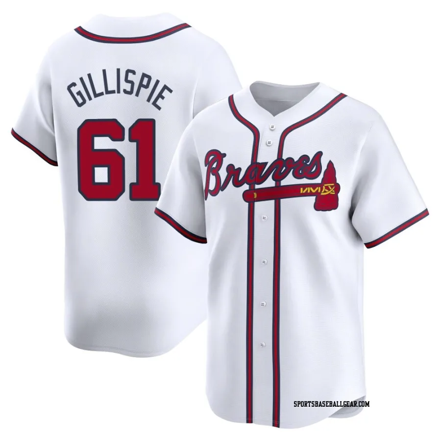 Connor Gillispie Men's Atlanta Braves White Limited Home Jersey