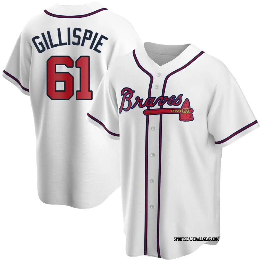 Connor Gillispie Men's Atlanta Braves White Replica Home Jersey