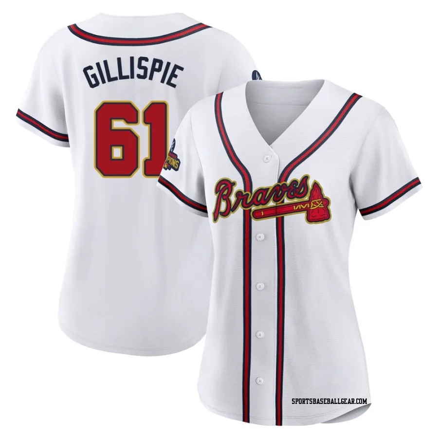 Connor Gillispie Women's Atlanta Braves Gold Authentic White 2022 Program Jersey