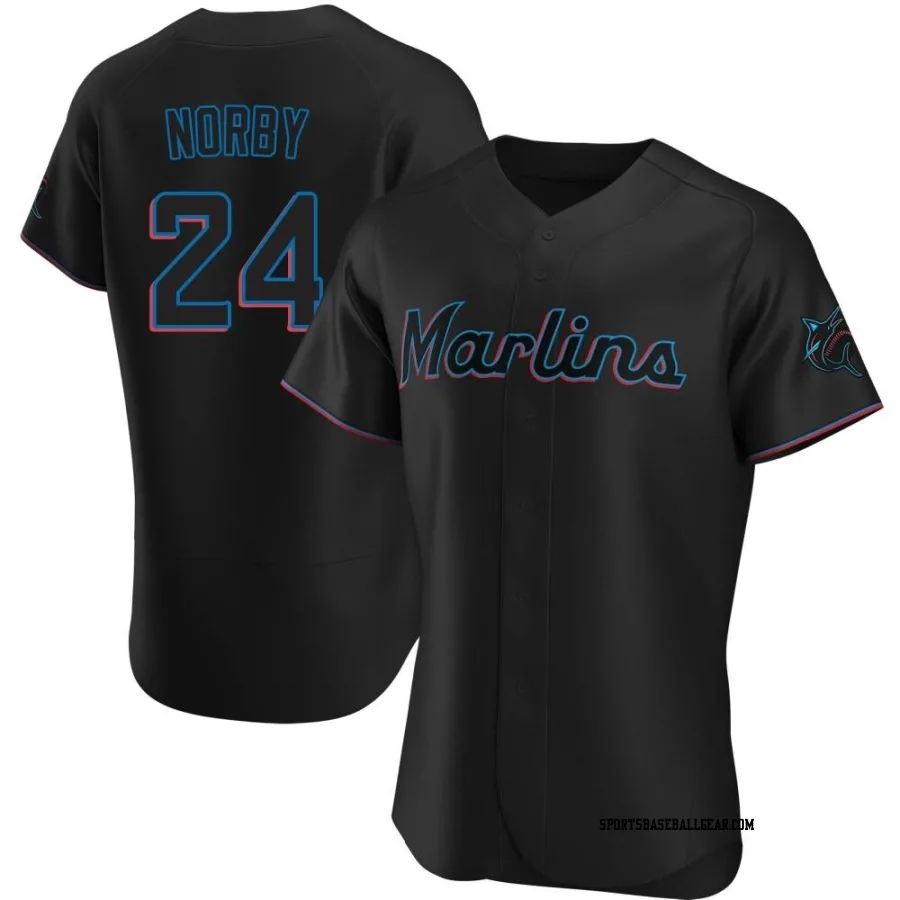 Connor Norby Men's Miami Marlins Black Authentic Alternate Jersey