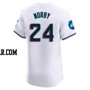 Connor Norby Men's Miami Marlins White Elite Home Patch Jersey