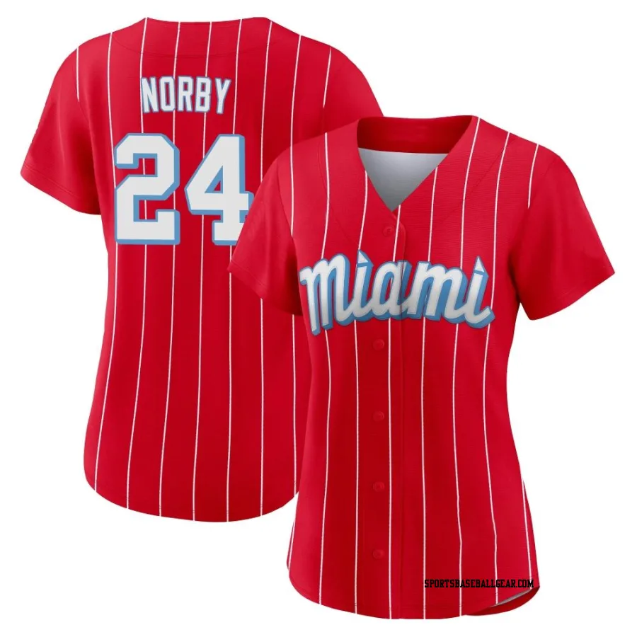 Connor Norby Women's Miami Marlins Red Authentic 2021 City Connect Jersey