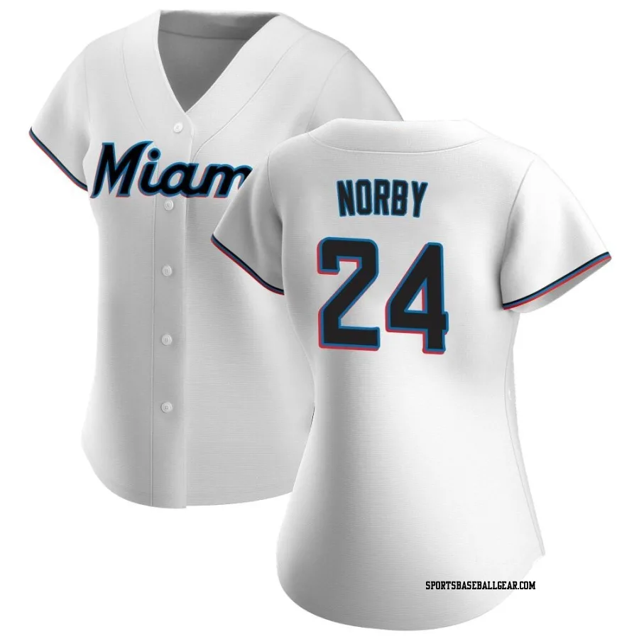 Connor Norby Women's Miami Marlins White Authentic Home Jersey