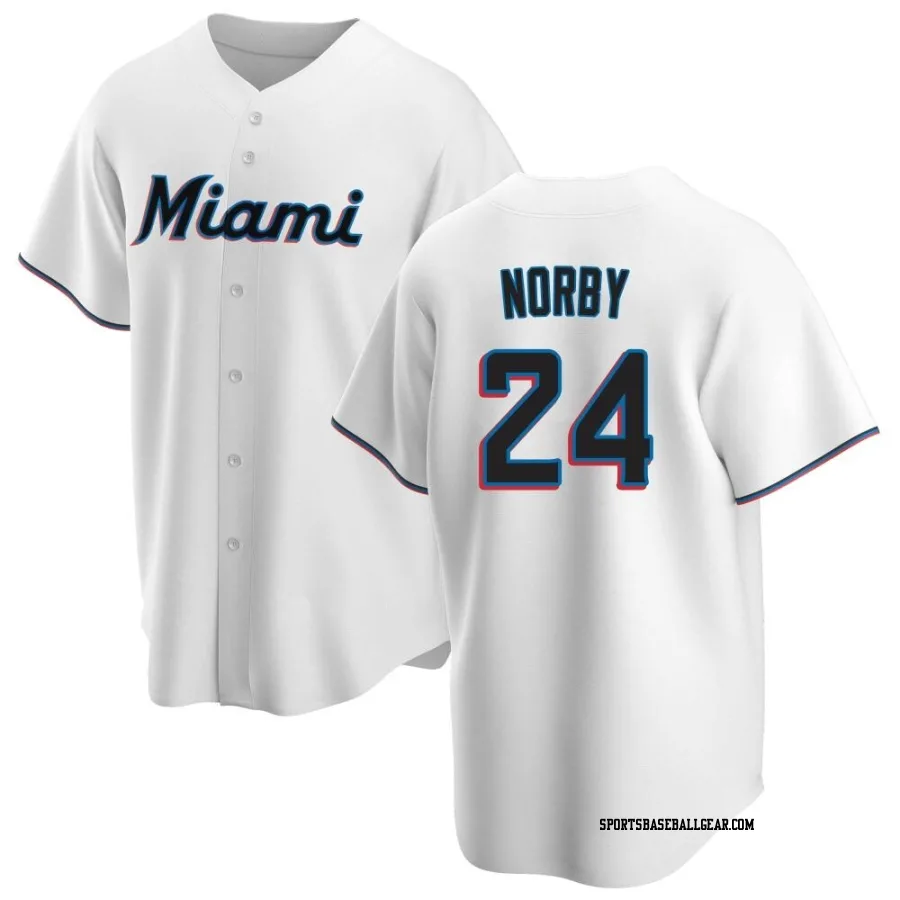 Connor Norby Youth Miami Marlins White Replica Home Jersey