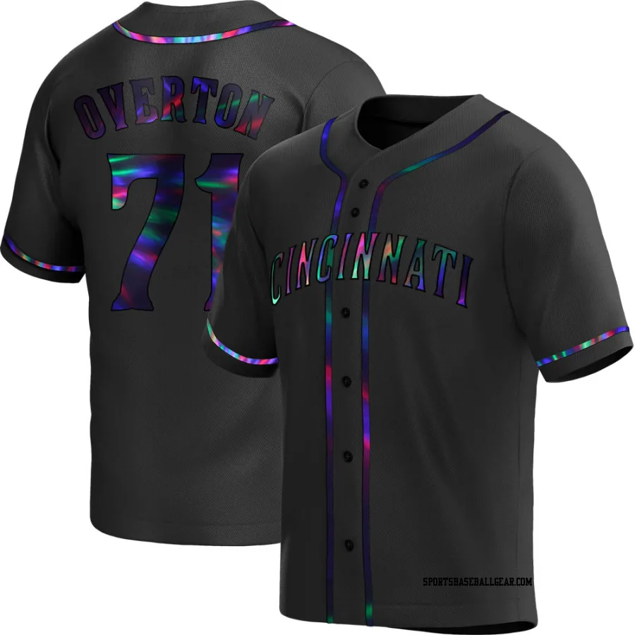 Connor Overton Men's Cincinnati Reds Black Holographic Replica Alternate Jersey