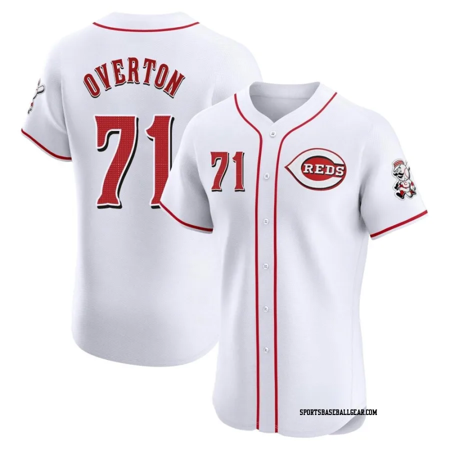 Connor Overton Men's Cincinnati Reds White Elite Home Jersey