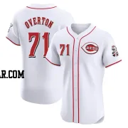 Connor Overton Men's Cincinnati Reds White Elite Home Patch Jersey