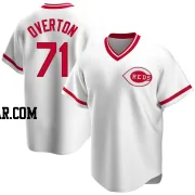 Connor Overton Men's Cincinnati Reds White Replica Home Cooperstown Collection Jersey