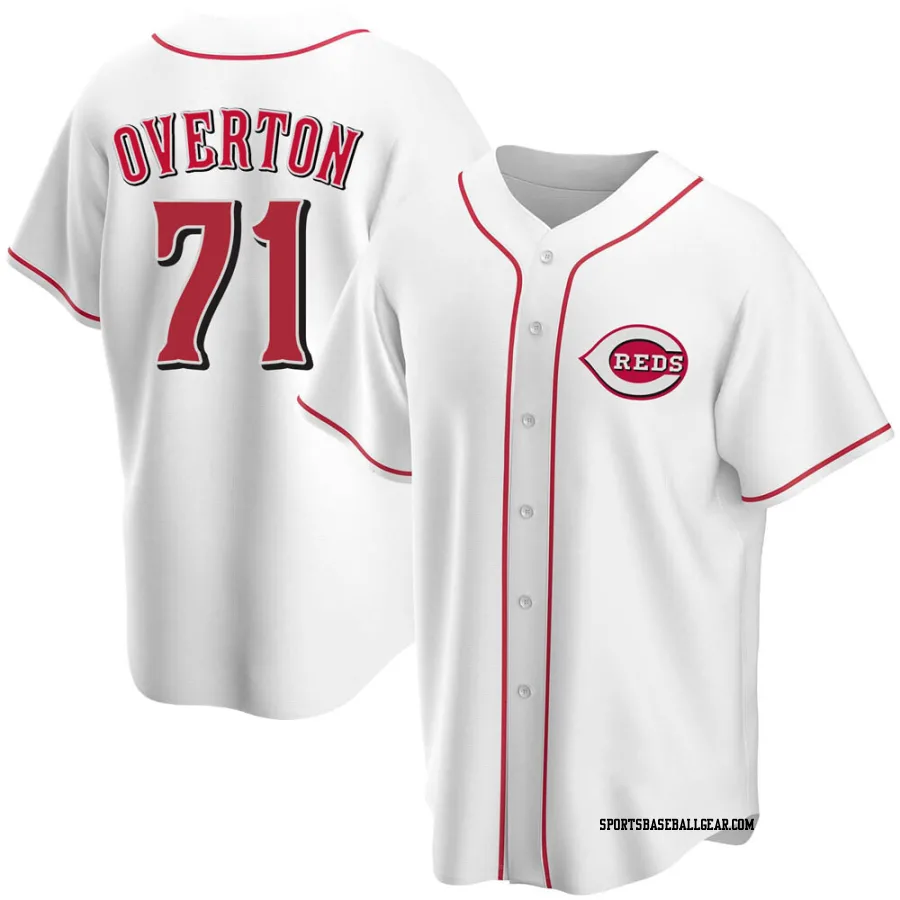 Connor Overton Men's Cincinnati Reds White Replica Home Jersey