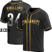 Connor Phillips Men's Cincinnati Reds Black Golden Replica Alternate Jersey