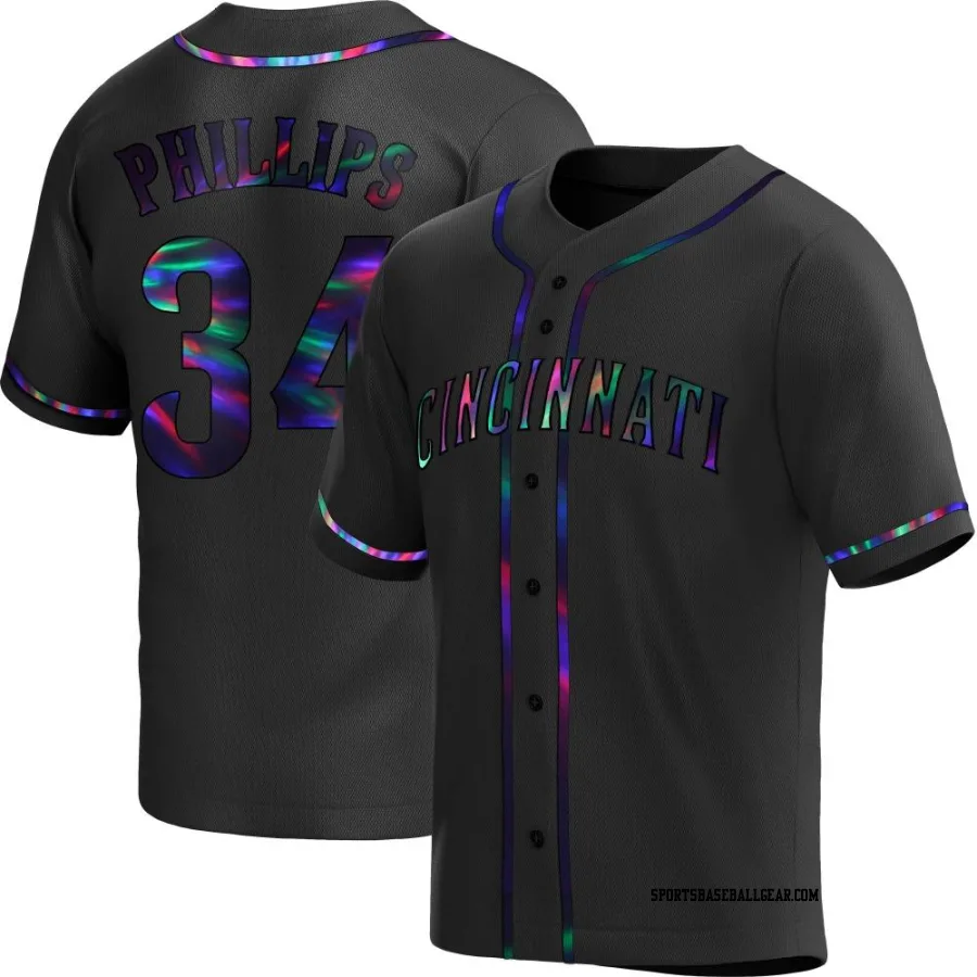 Connor Phillips Men's Cincinnati Reds Black Holographic Replica Alternate Jersey