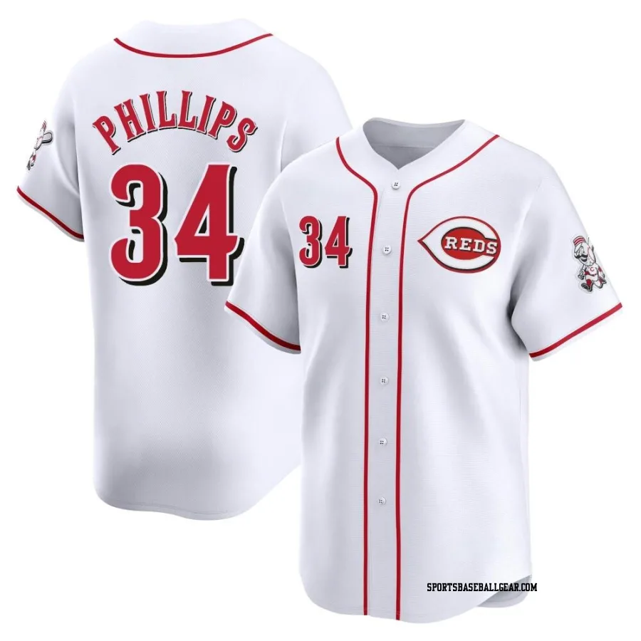 Connor Phillips Men's Cincinnati Reds White Limited Home Jersey