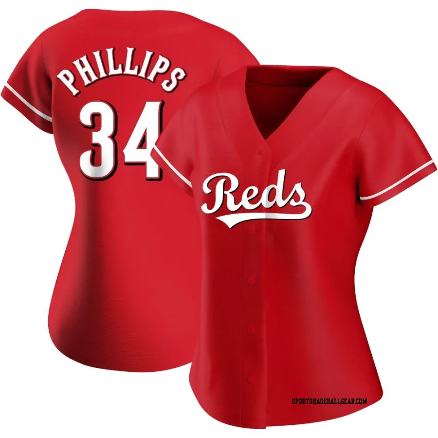 Connor Phillips Women's Cincinnati Reds Red Authentic Alternate Jersey