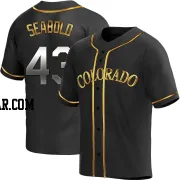 Connor Seabold Men's Colorado Rockies Black Golden Replica Alternate Jersey