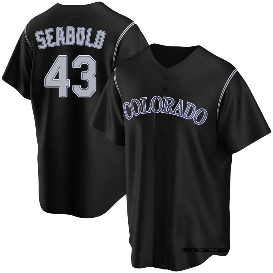 Connor Seabold Youth Colorado Rockies Black Replica Alternate Jersey