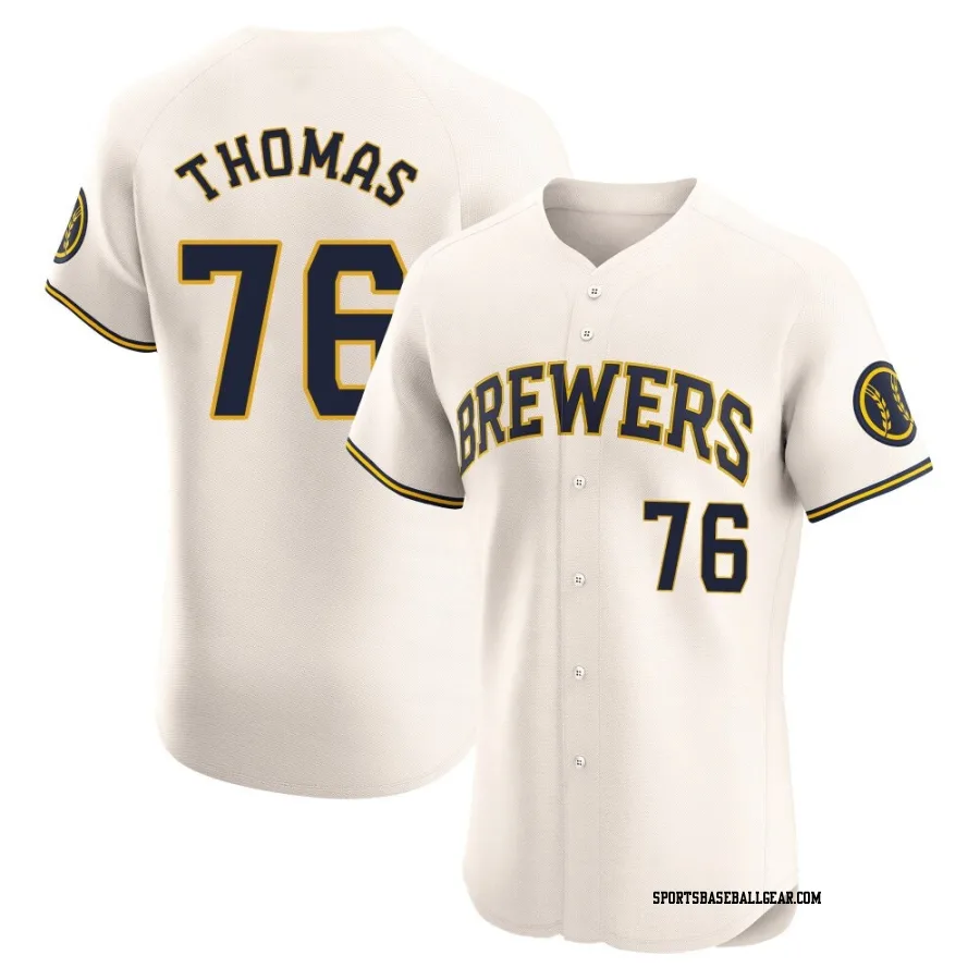 Connor Thomas Men's Milwaukee Brewers Cream Elite Home Jersey