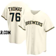 Connor Thomas Men's Milwaukee Brewers Cream Replica Home Jersey