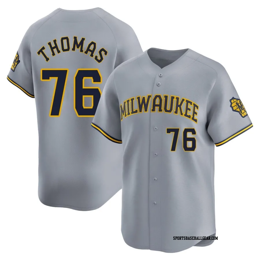 Connor Thomas Men's Milwaukee Brewers Gray Limited Away Jersey