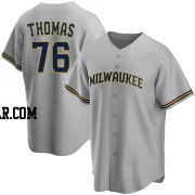 Connor Thomas Men's Milwaukee Brewers Gray Replica Road Jersey