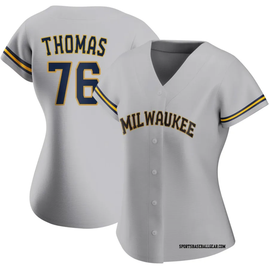 Connor Thomas Women's Milwaukee Brewers Gray Replica Road Jersey