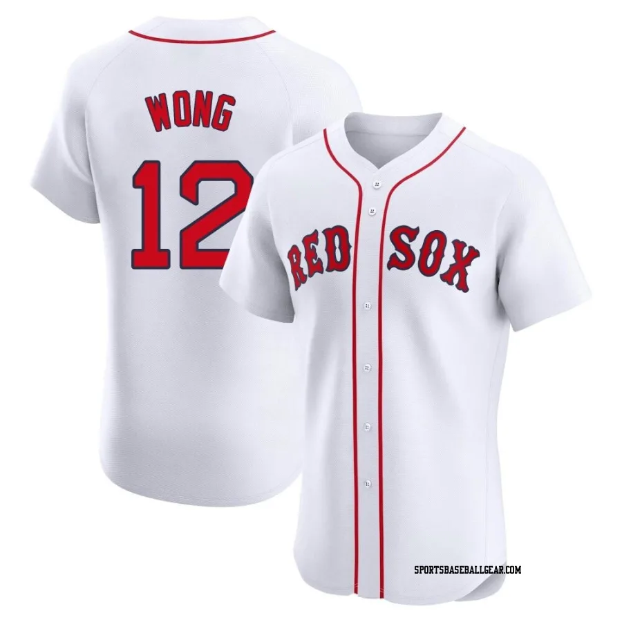 Connor Wong Men's Boston Red Sox White Elite Home Patch Jersey