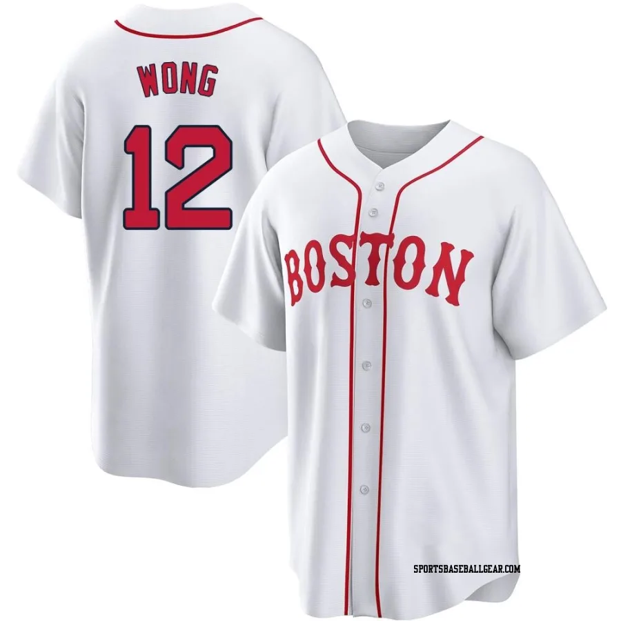 Connor Wong Men's Boston Red Sox White Replica 2021 Patriots' Day Jersey