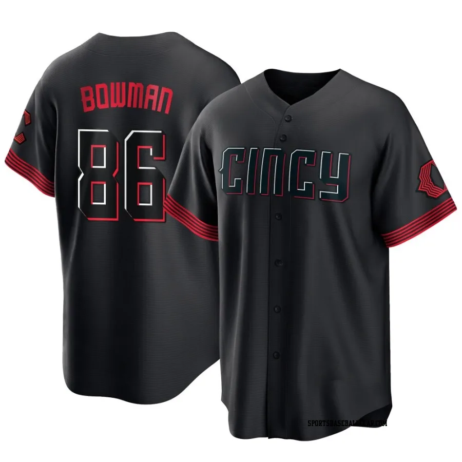 Cooper Bowman Men's Cincinnati Reds Black Replica 2023 City Connect Jersey