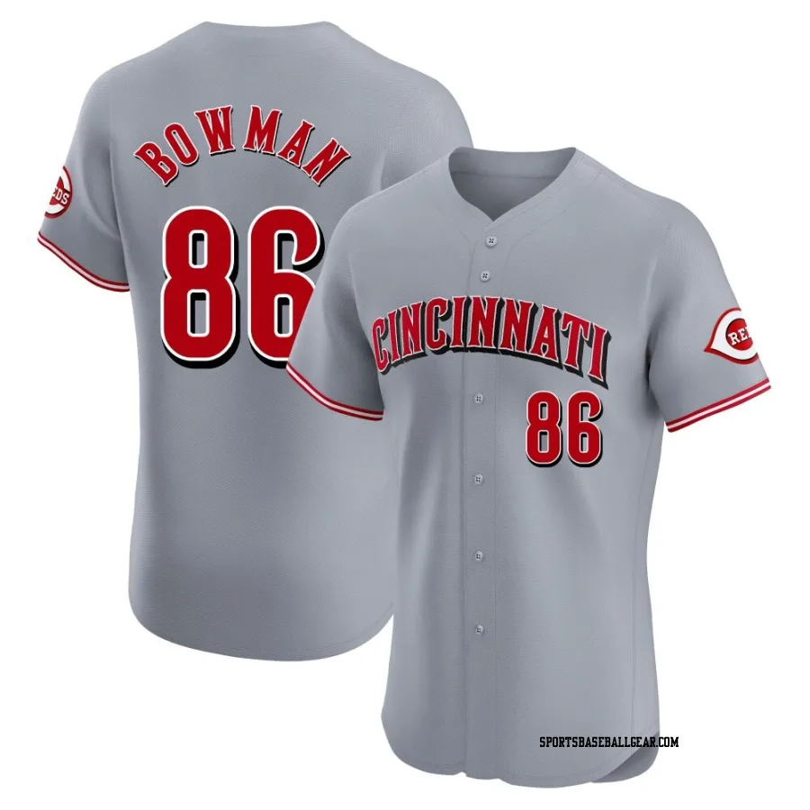 Cooper Bowman Men's Cincinnati Reds Gray Elite Road Jersey