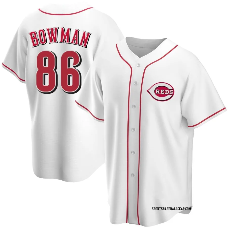 Cooper Bowman Men's Cincinnati Reds White Replica Home Jersey