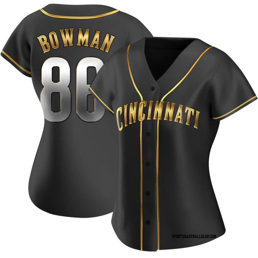 Cooper Bowman Women's Cincinnati Reds Black Golden Replica Alternate Jersey