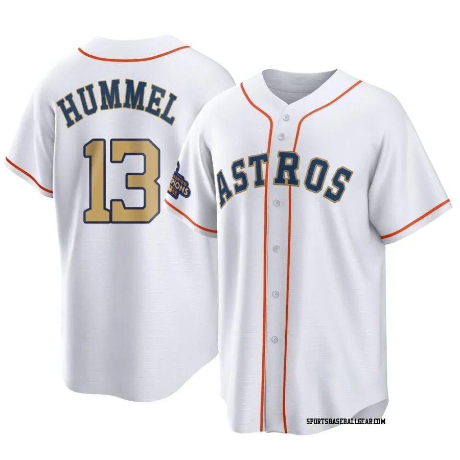 Cooper Hummel Men's Houston Astros Gold Replica White 2023 Collection Jersey