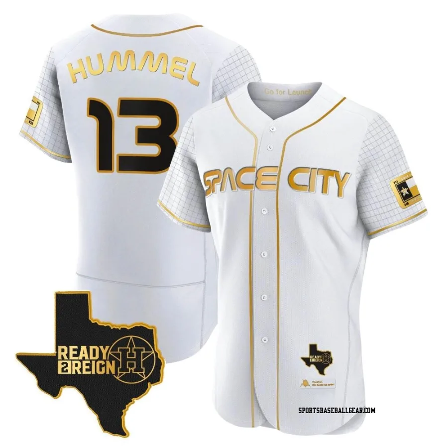 Cooper Hummel Men's Houston Astros White/Gold Authentic 2023 Space City Ready 2 Reign Flex Base Jersey