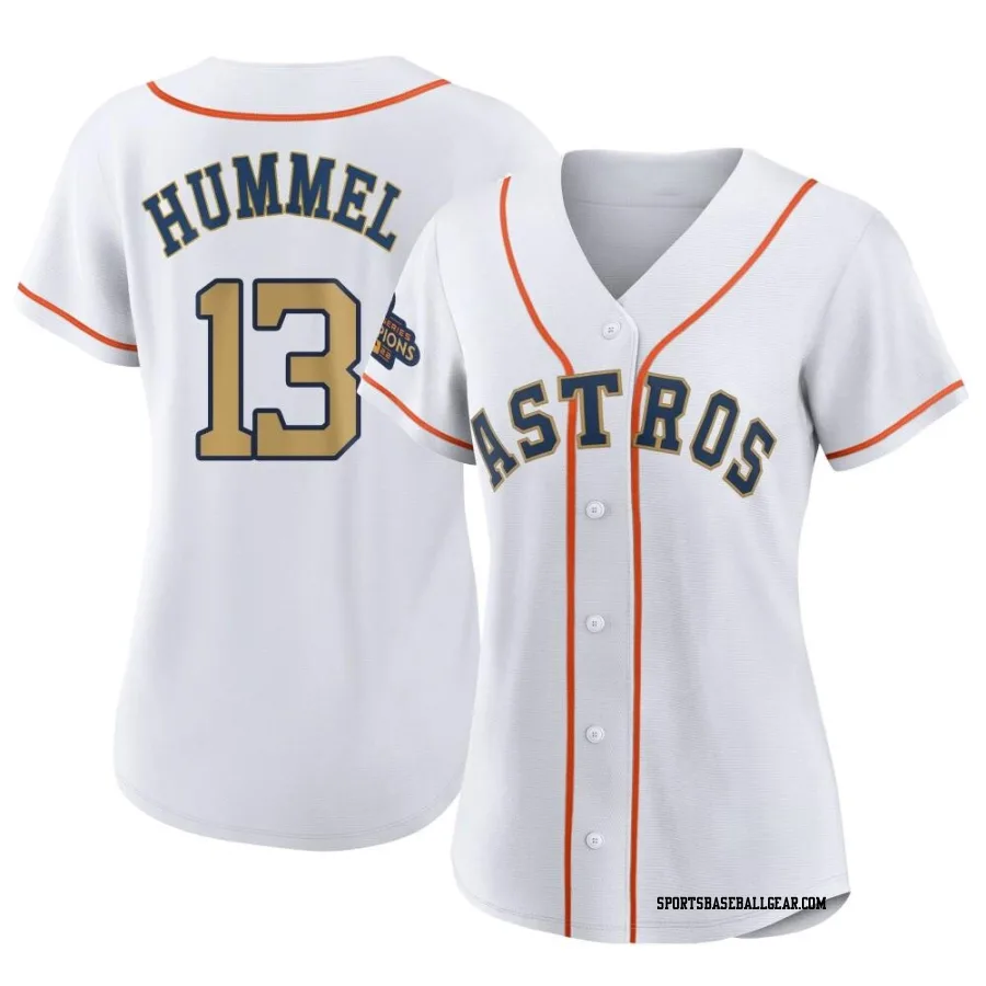 Cooper Hummel Women's Houston Astros Gold Replica White 2023 Collection Jersey