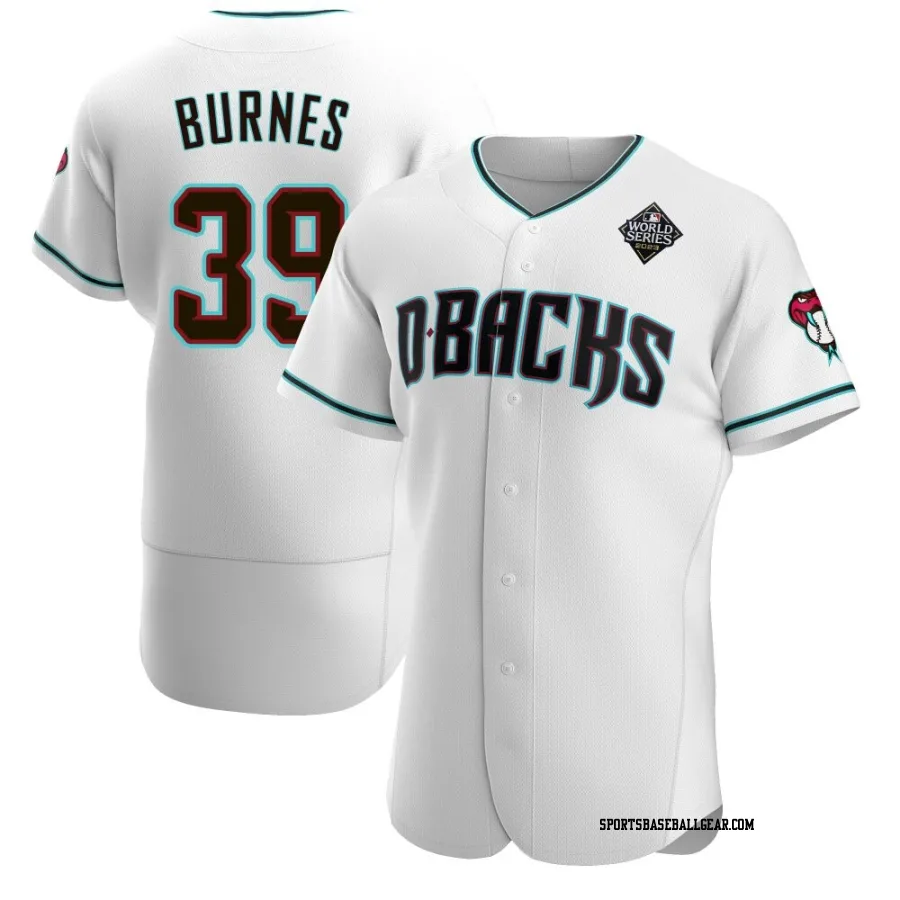 Corbin Burnes Men's Arizona Diamondbacks White Authentic Teal Alternate 2023 World Series Jersey