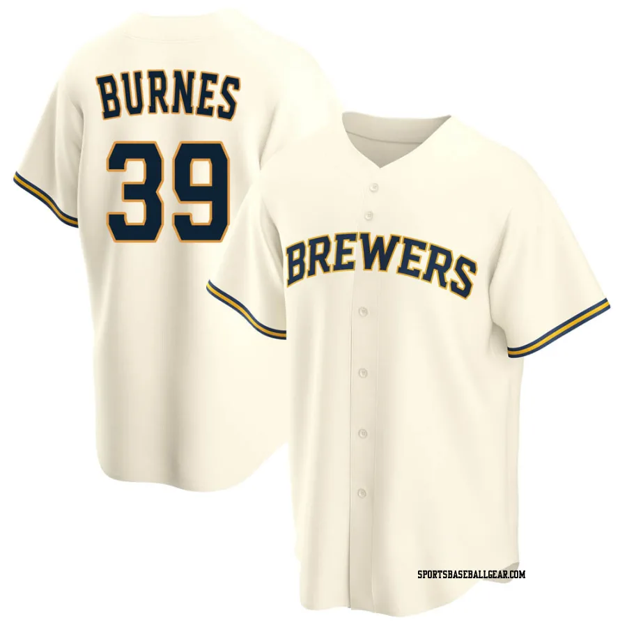 Corbin Burnes Men's Milwaukee Brewers Cream Replica Home Jersey