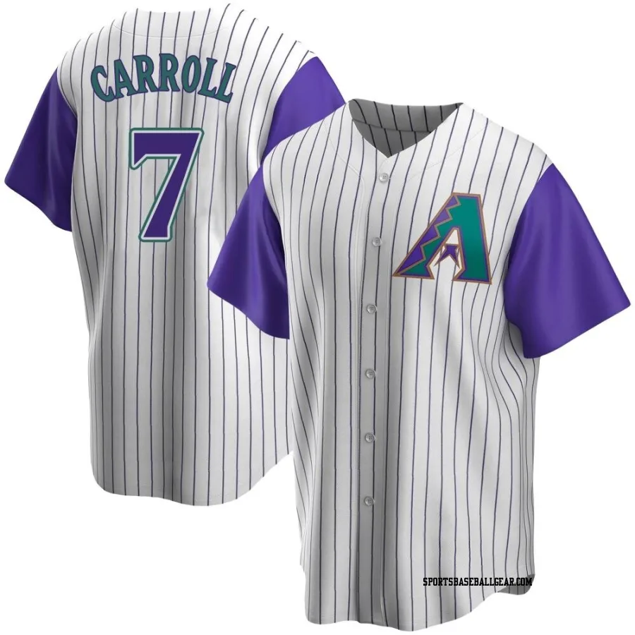 Corbin Carroll Men's Arizona Diamondbacks Cream/Purple Replica Alternate Cooperstown Collection Jersey