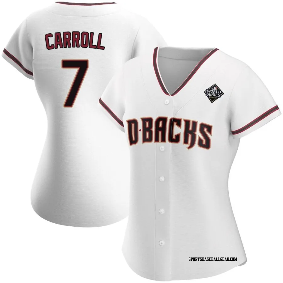 Corbin Carroll Women's Arizona Diamondbacks White Authentic Home 2023 World Series Jersey