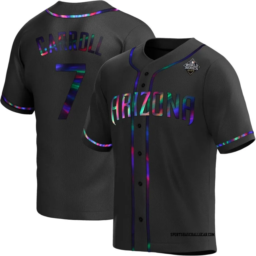 Corbin Carroll Youth Arizona Diamondbacks Black Holographic Replica Alternate 2023 World Series Jersey