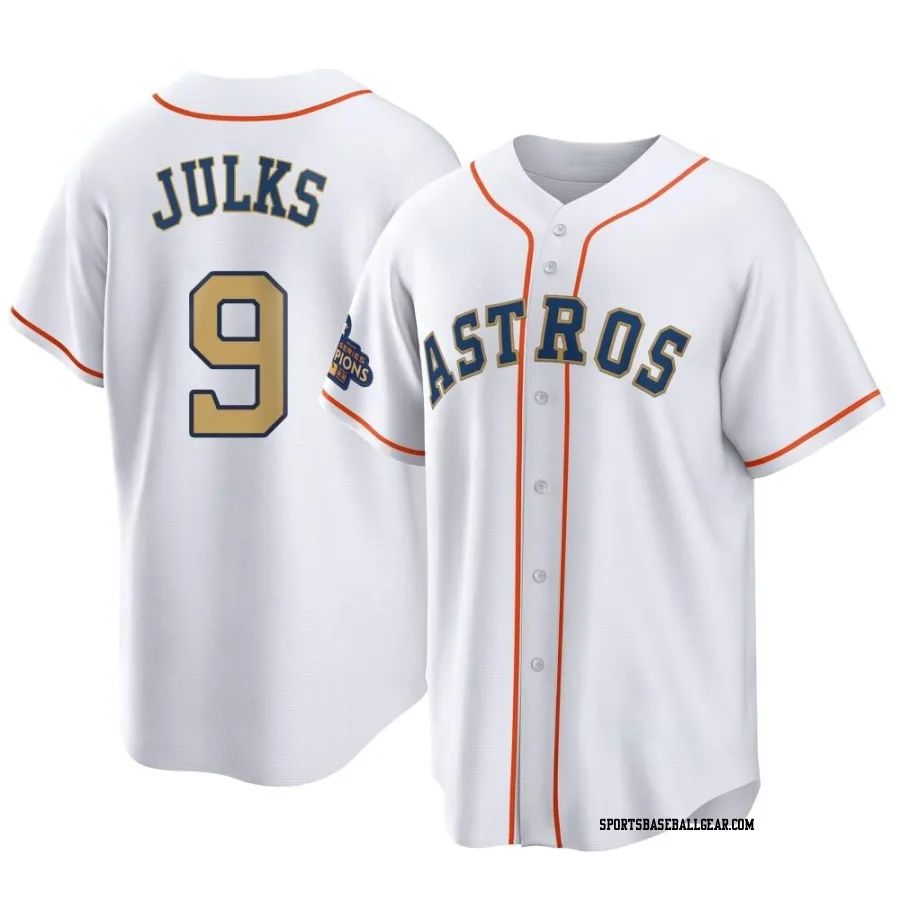 Corey Julks Men's Houston Astros Gold Replica White 2023 Collection Jersey