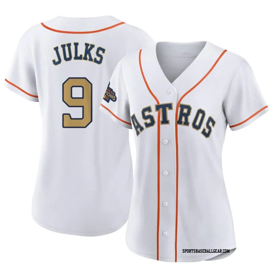 Corey Julks Women's Houston Astros Gold Replica White 2023 Collection Jersey