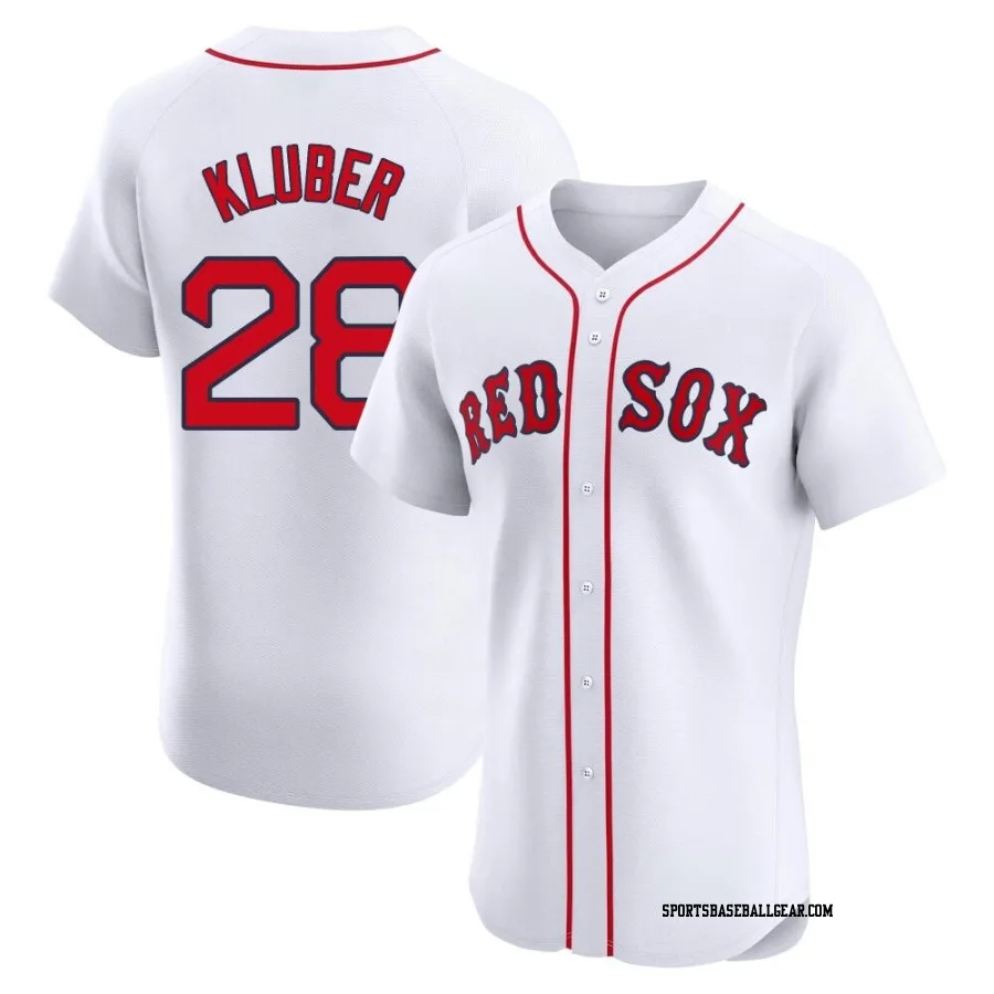 Corey Kluber Men's Boston Red Sox White Elite Home Patch Jersey