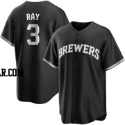 Corey Ray Men's Milwaukee Brewers Black/White Replica Jersey