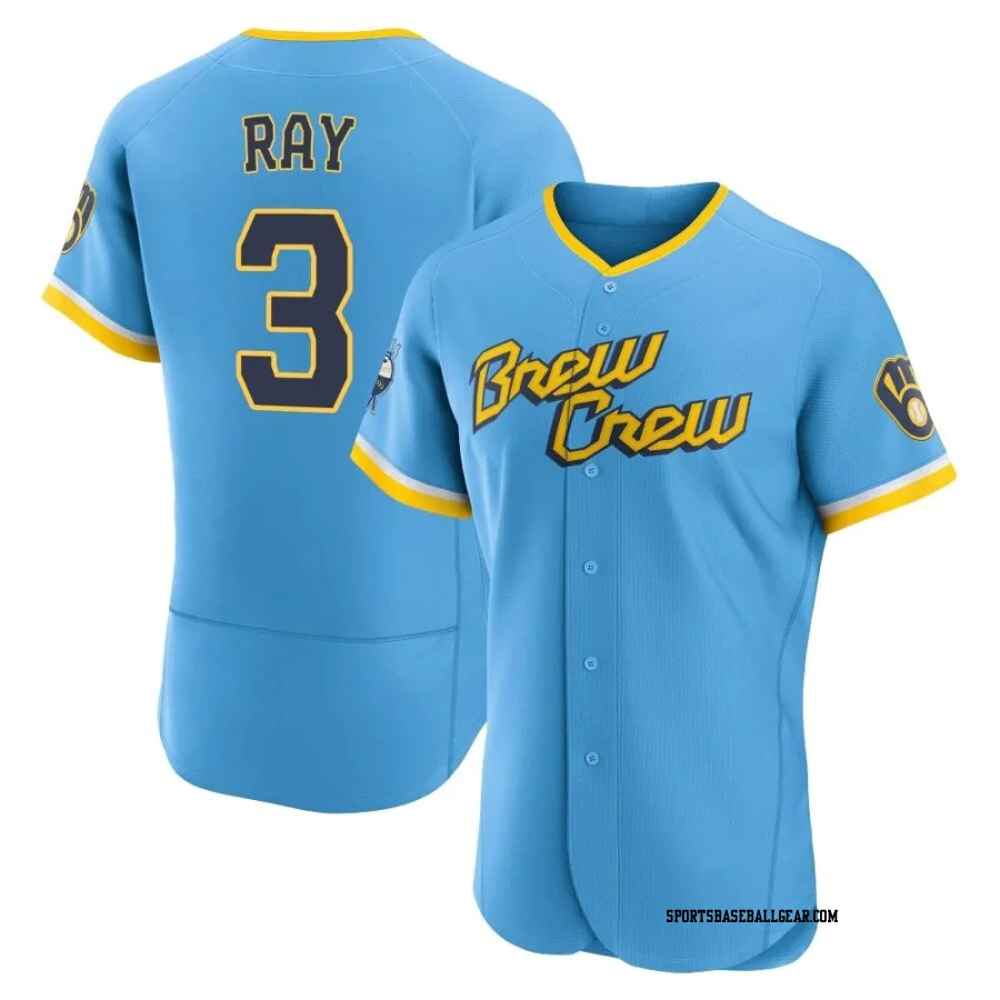 Corey Ray Men's Milwaukee Brewers Blue Authentic Powder 2022 City Connect Jersey