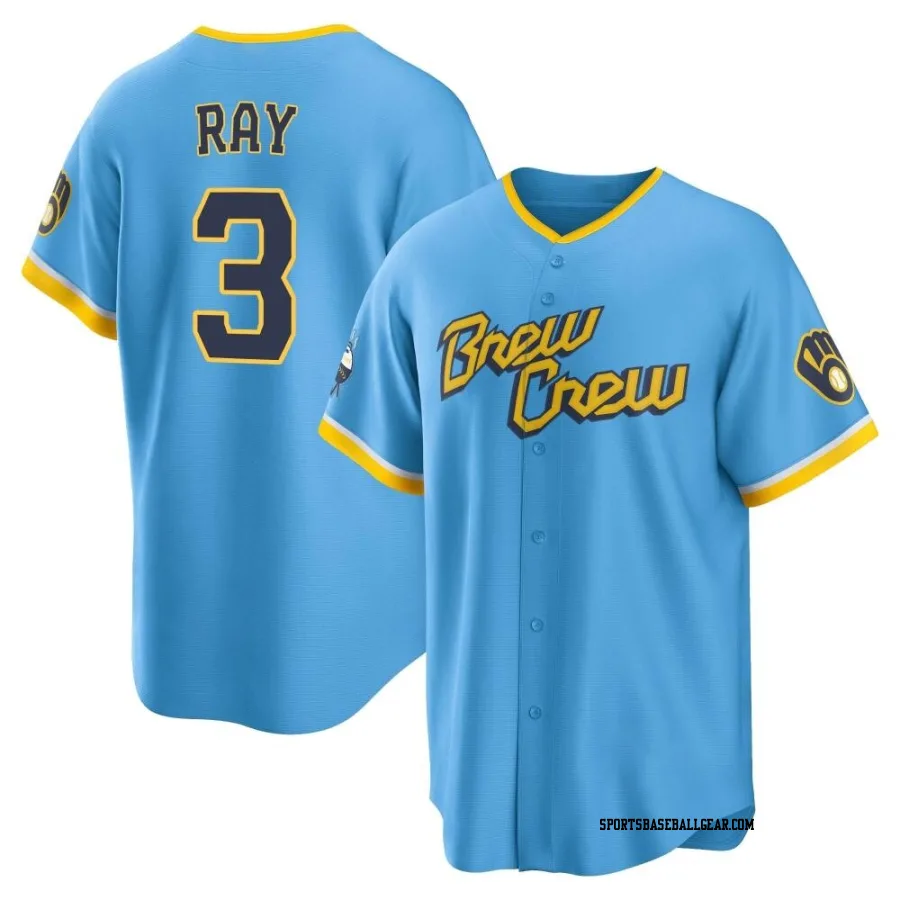 Corey Ray Men's Milwaukee Brewers Blue Replica Powder 2022 City Connect Jersey