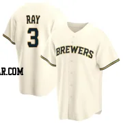 Corey Ray Men's Milwaukee Brewers Cream Replica Home Jersey