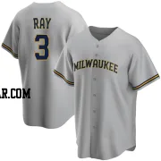 Corey Ray Men's Milwaukee Brewers Gray Replica Road Jersey