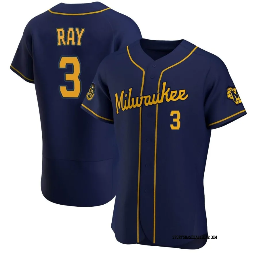 Corey Ray Men's Milwaukee Brewers Navy Authentic Alternate Jersey