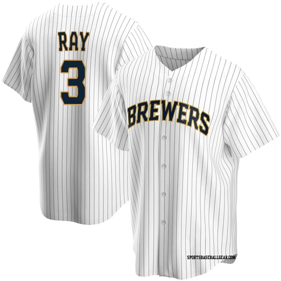 Corey Ray Men's Milwaukee Brewers White Replica Home Jersey