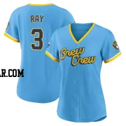 Corey Ray Women's Milwaukee Brewers Blue Authentic Powder 2022 City Connect Jersey